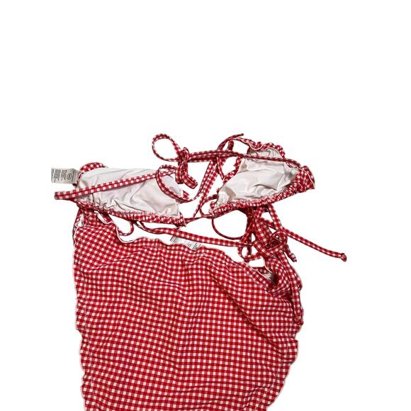 Good American Gingham Bikini Set Red White Check Halter High Waist Womans 4XL - Picture 5 of 8